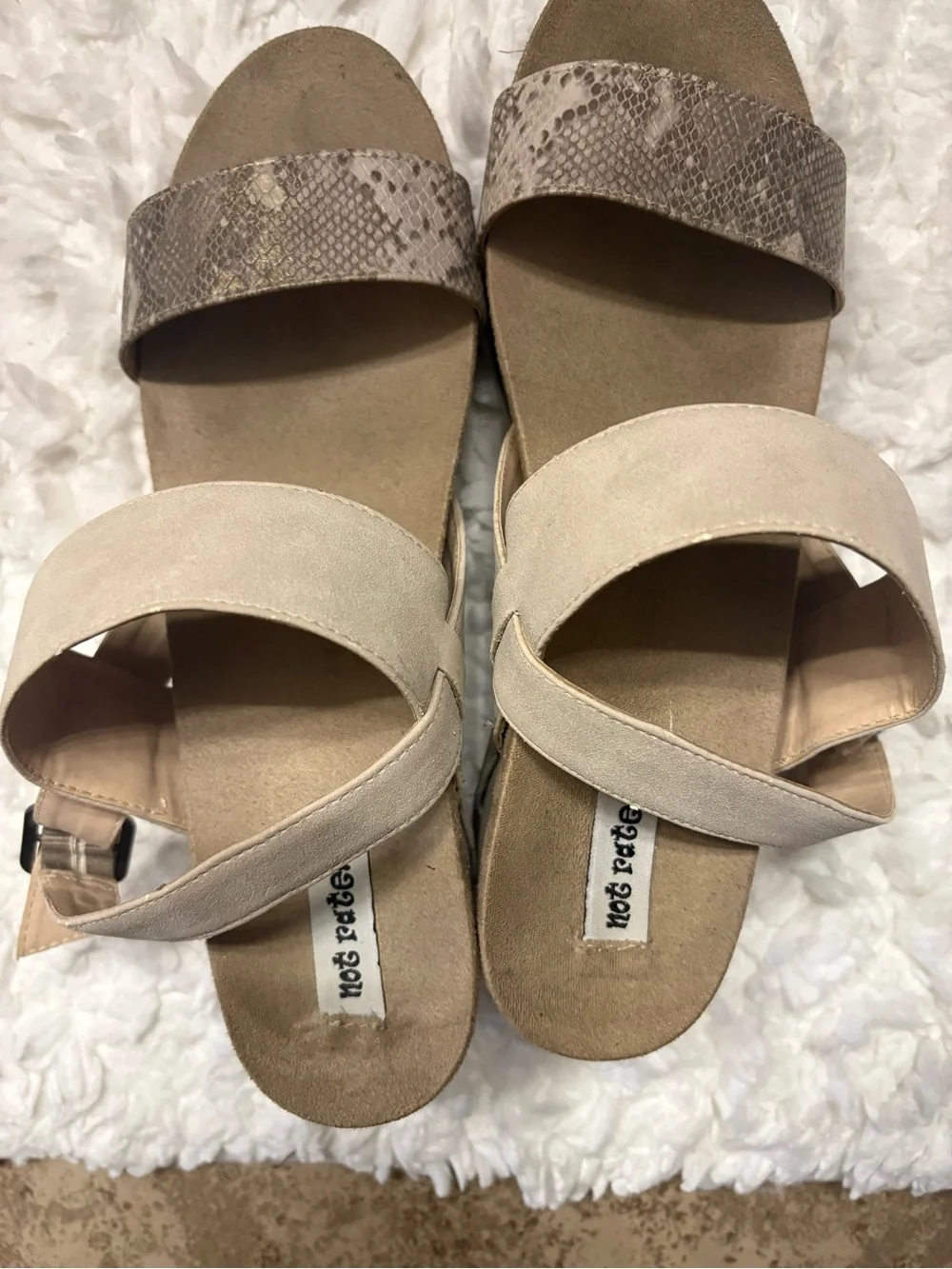 Not Rated Neutral Beige & Taupe Double-Strap Slide Sandals